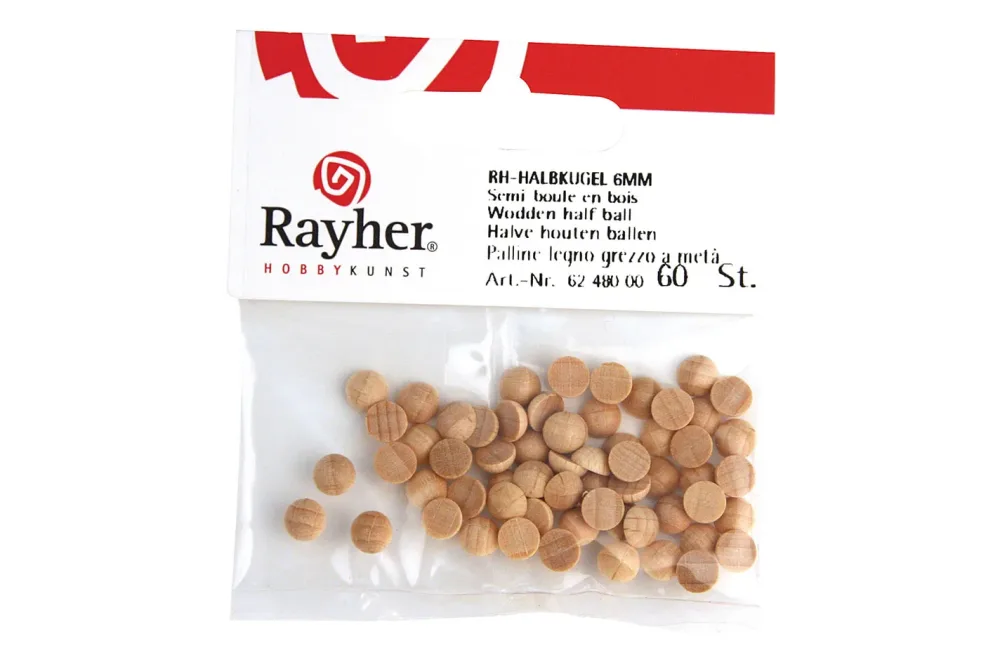 Rayher Rohholz-Halbkugeln Ungebohrt | ⌀ 3 cm | 4 Stück