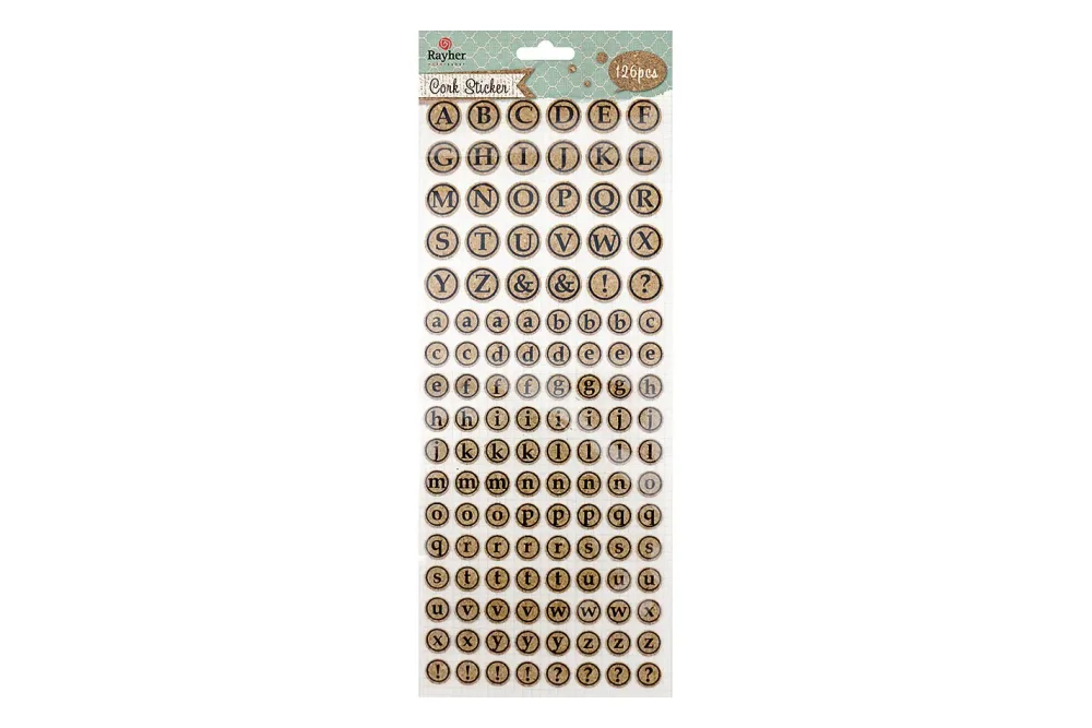 Rayher Korksticker Alphabet Rund | 126 Stück