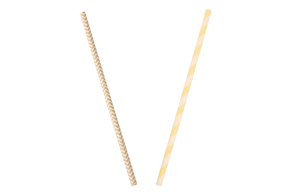 Rayher Papier-Trinkhalme Beige-Gestreift | 25 Stück