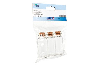 Glorex Glasfläschchen mit Korken | 20 ml | 3 Stück
