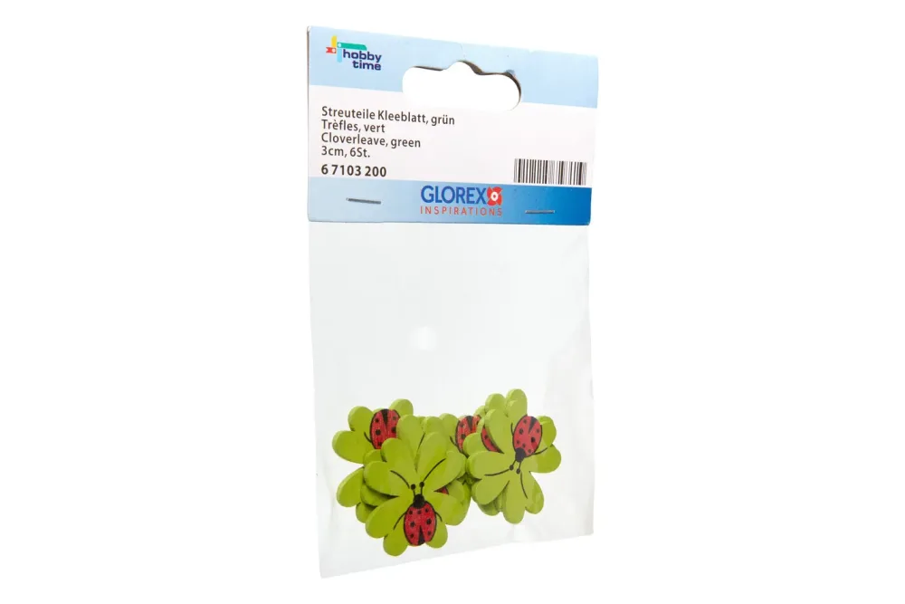 Glorex Streuteile Kleeblatt Sperrholz Grün | 3 cm | 6 Stück