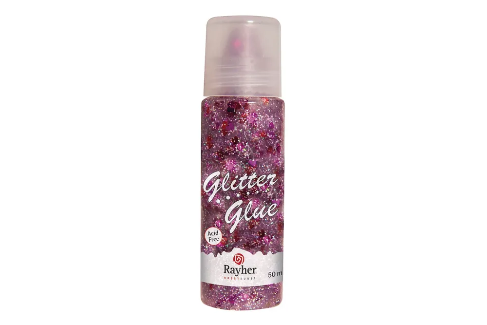 Rayher Glitter-Glue Herzchen Silber-Pink | 50 ml