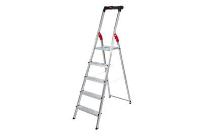 Hailo L60 StandardLine 8160-507 Aluminium Stufen-Stehleiter inkl. Werkzeugablage Arbeitshöhe (max.): 2.8 m Silber, Rot,