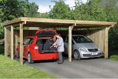 Weka Doppelcarport Optima Duo 1 Holz | 389 × 576 cm
