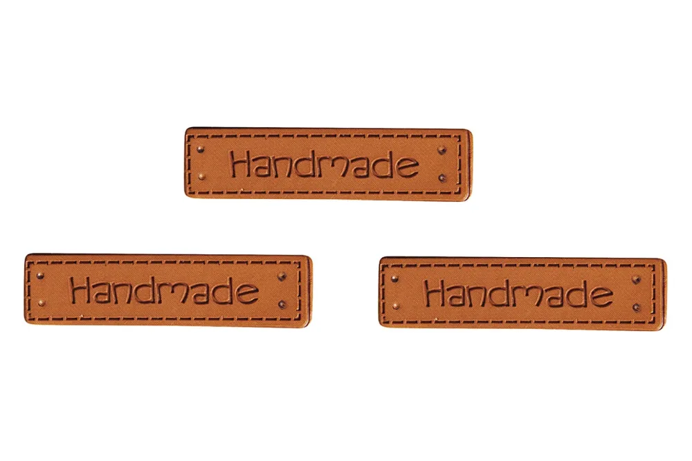 Rayher Kunstleder Labels Handmade | 4 × 1 cm | 3 Stück