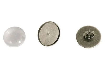 Rayher Ohrstecker-Metallfassung mit Cabochon | ⌀ 16 mm | 1 Paar