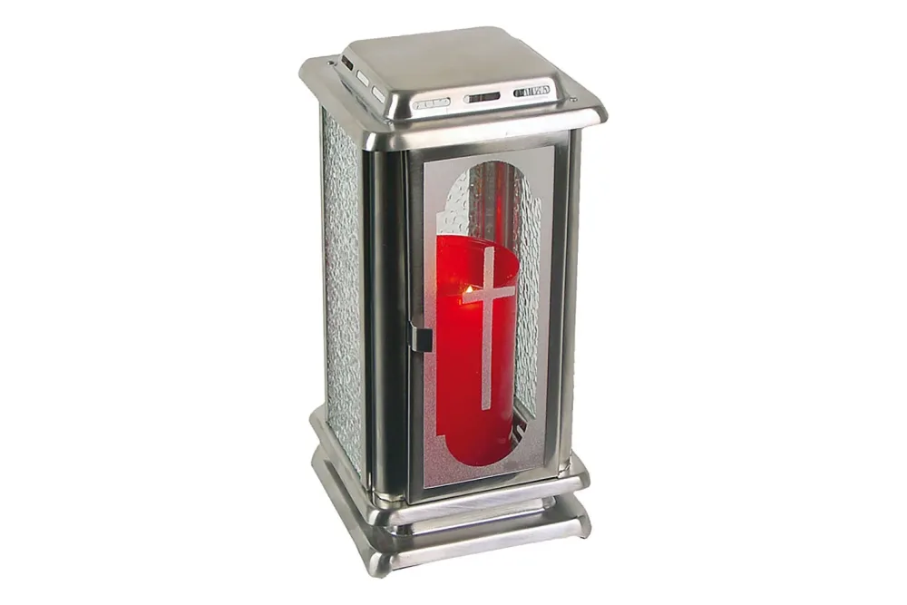 Lienbacher Grablaterne Inox mit Türe | 24 × 12 × 12 cm