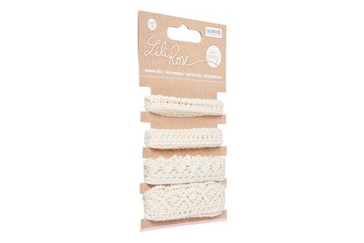 Glorex Deko-Bänder Spitze Beige | 1 m | 4 Stück