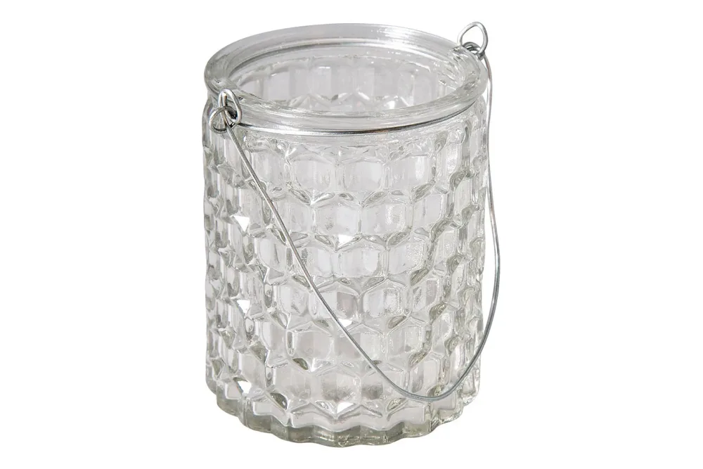 Rayher Glasgefäss Wabe mit Henkel | 7.5 × 7.5 × 9 cm | 200 ml