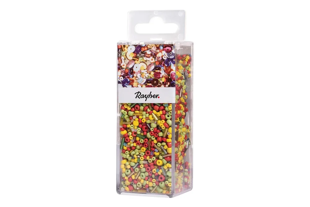 Rayher Pailletten-Glasperlenmix und Draht | 90 g | 50 m × 0.3 mm
