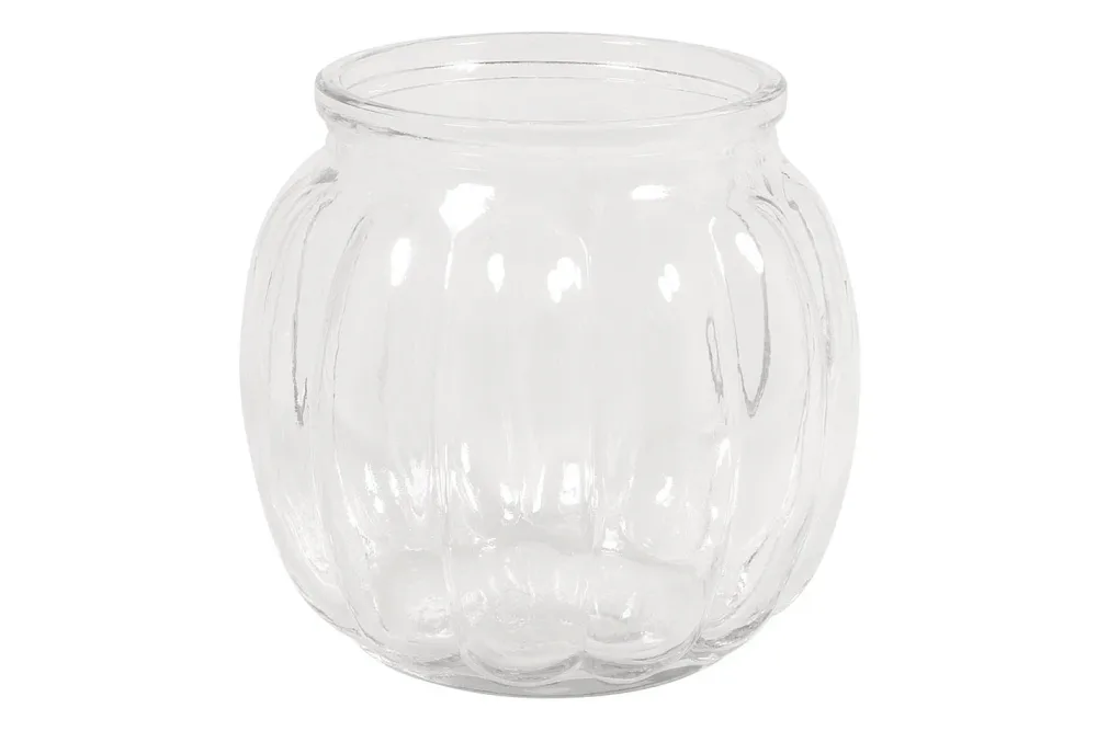 Rayher Glasvase Bauchig mit Rillen | 12 × 12 × 11 cm | 700 ml