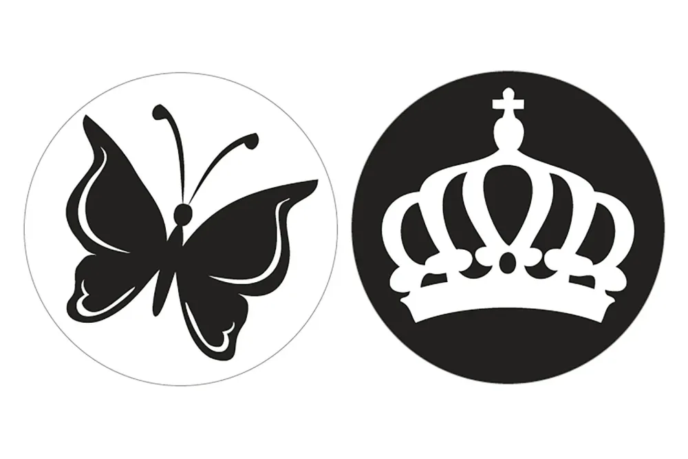 Rayher Labels Schmetterling und Krone | ⌀ 3 cm | 2 Stück