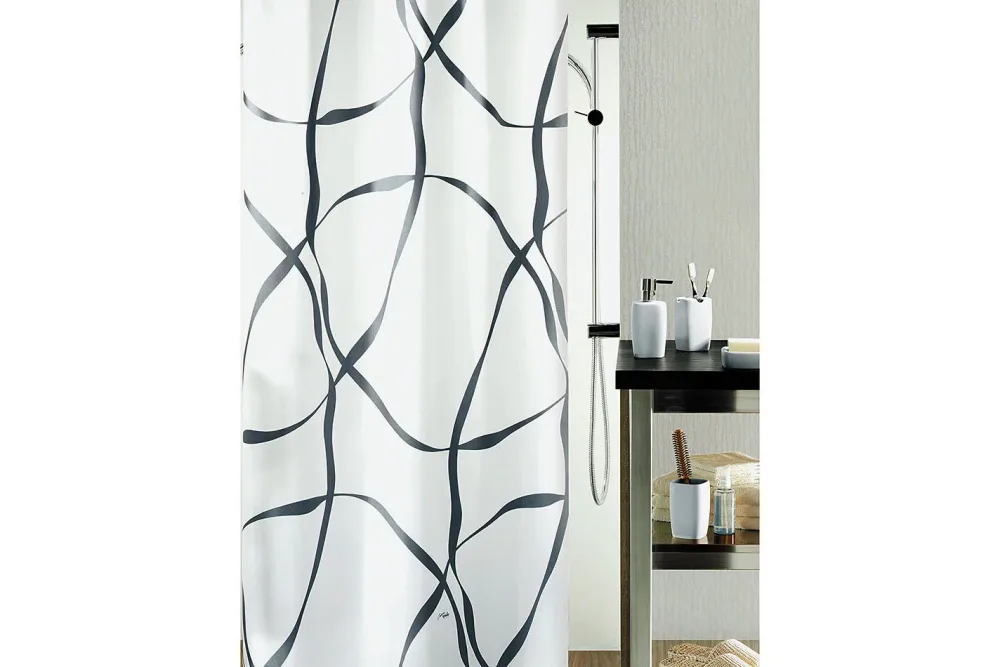 Spirella Duschvorhang Ribbon Schwarz-Weiss | 240 × 180 cm