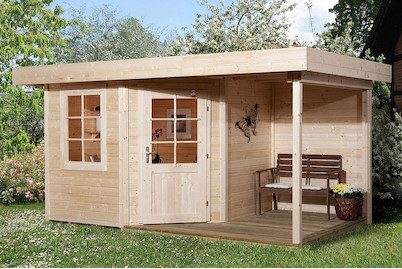 Weka Designhaus 213 A mit Bedachter Terrasse | ⌀ 2.4 m