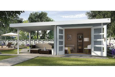 Weka Designhaus 126 B mit Anbau Grau | 2.4 × 5.9 m