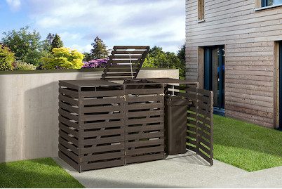 Weka Mülltonnenbox Anthrazit | 92 × 219 × 122 cm | 3 Tonnen