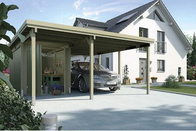 Weka Carport 607 mit Geräteraum | 5.8 × 4.8 m