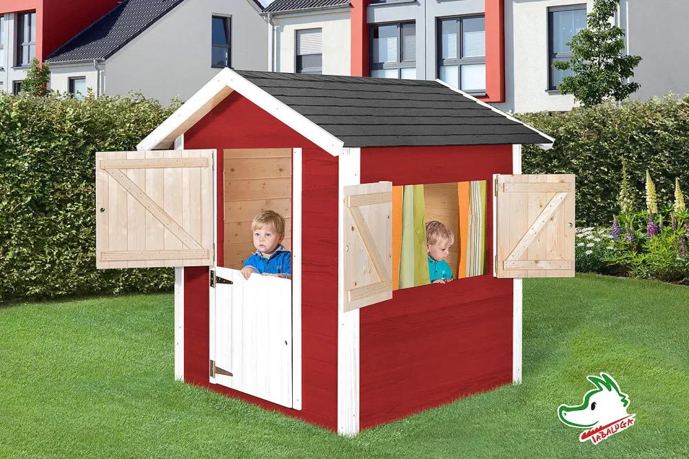 Weka Tabaluga Kinder Spielhaus Drachenhöhle Holz Rot-Weiss | 122 × 122 × 122 cm