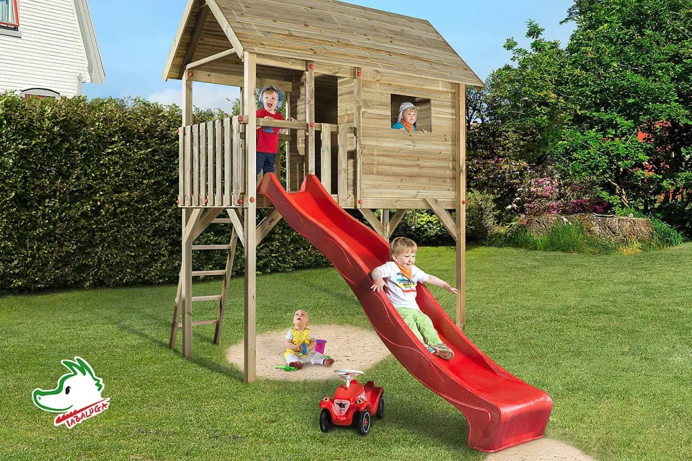 Weka Tabaluga Kinderstelzenhaus 815 mit Wellenwasserrutsche | 3.8 m
