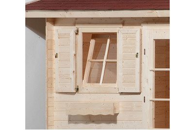 Weka Fensterladen mit Blumenkasten Holz Natur | 69 × 79 cm