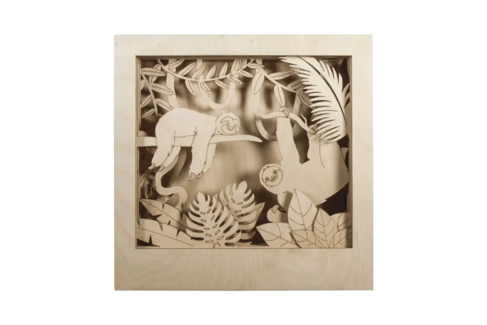 Rayher Holzbaus 3D-Motiv Faultier | 24 × 24 × 6.5 cm | 11 Teile