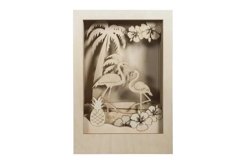 Rayher Holzbausatz 3D-Motiv Flamingo | 20 × 30 × 6.7 cm | 10 Stück