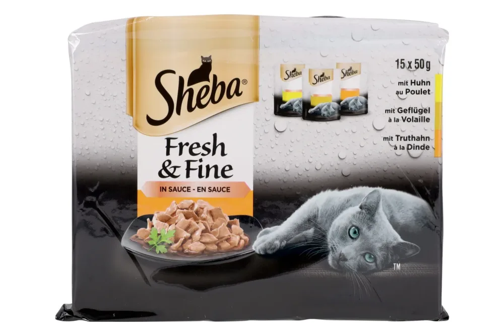 Sheba Katzenfutter in Sauce Fresh & Fine Geflügel 15x50g