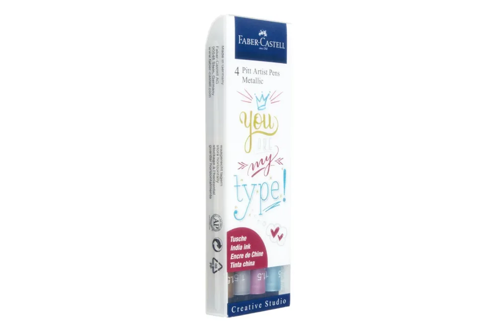 FABER-CASTELL PITT Art Pen 1,5mm 167304 Metallic 4 St&uuml;ck