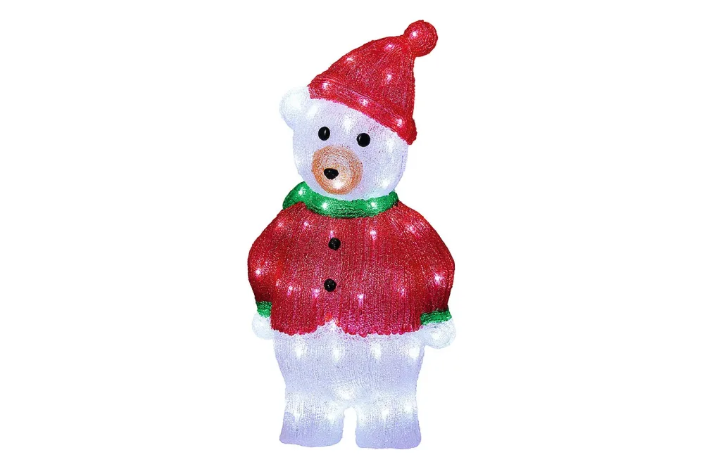 LED Bär 60cm mit roter Jacke