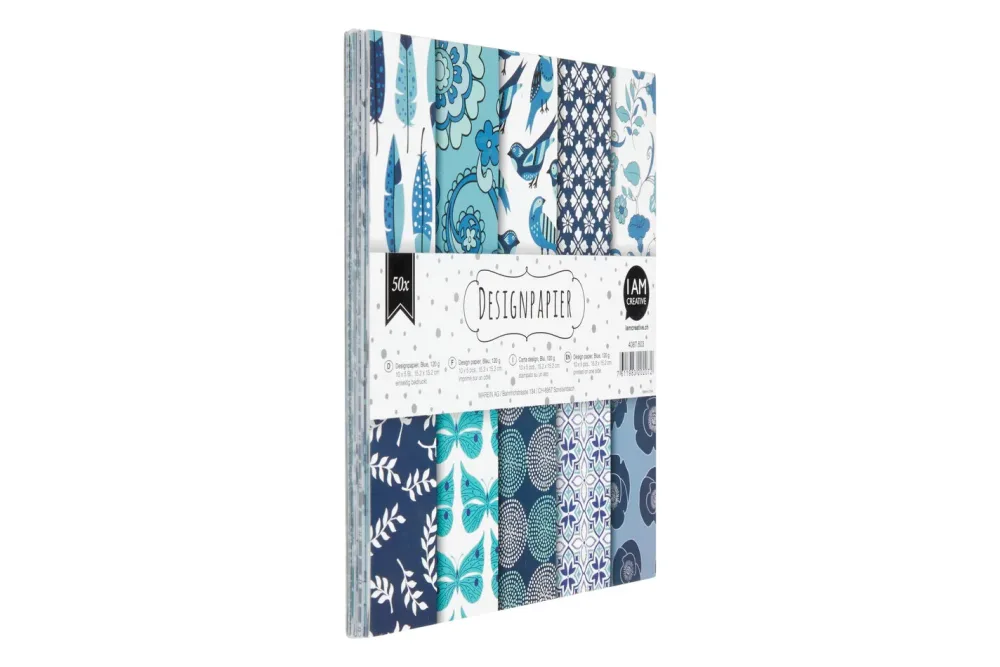 I AM Creative Design Papier-Set Blue | 15.2 × 15.2 cm | 50 Stück