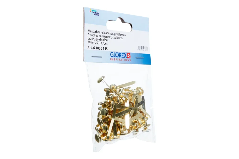 Glorex Musterbeutelklammern Gold | 30 mm | 50 Stück