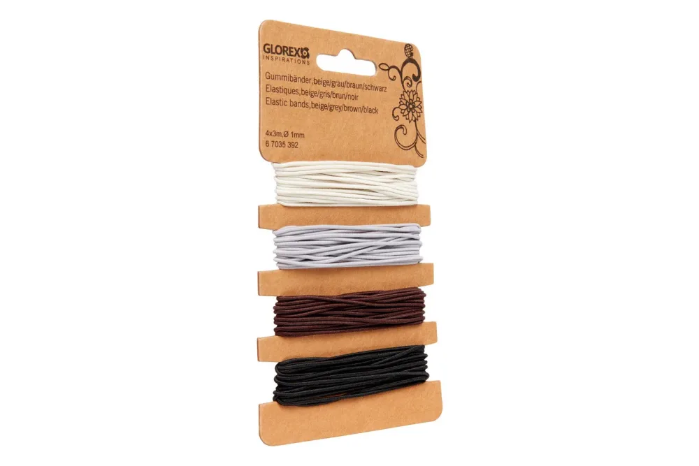 Glorex Gummibänder Beige-Grau-Braun-Schwarz | 4 × 3 m