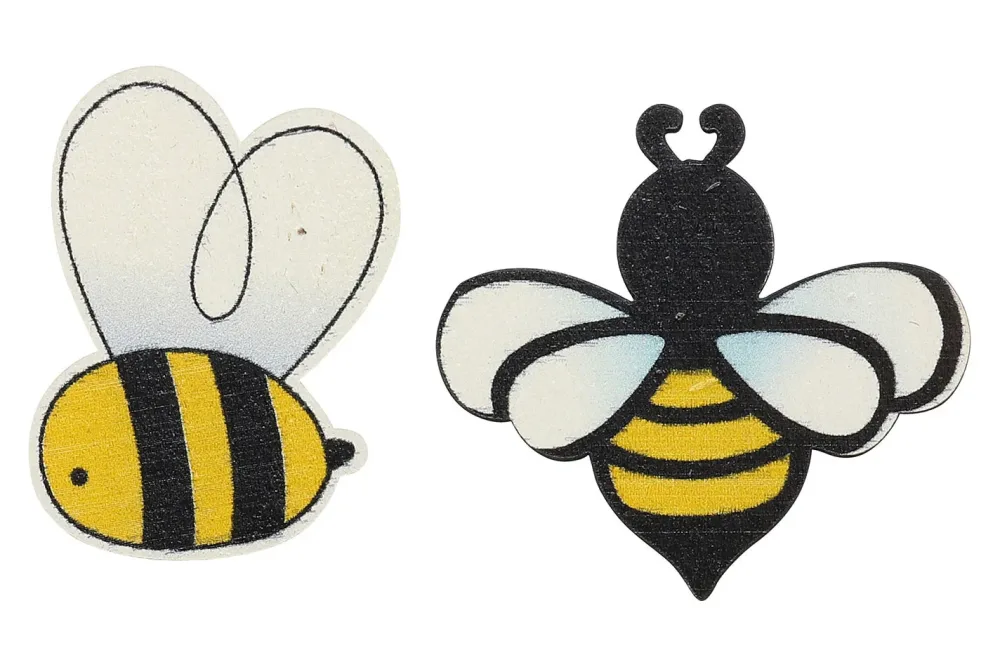 Glorex Streuteile Bienen Holz | 3.7 × 4.2 cm | 8 Stück
