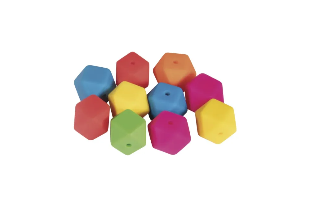 Rayher Silikonperlen Hexagon | 10 Stück | 14 mm