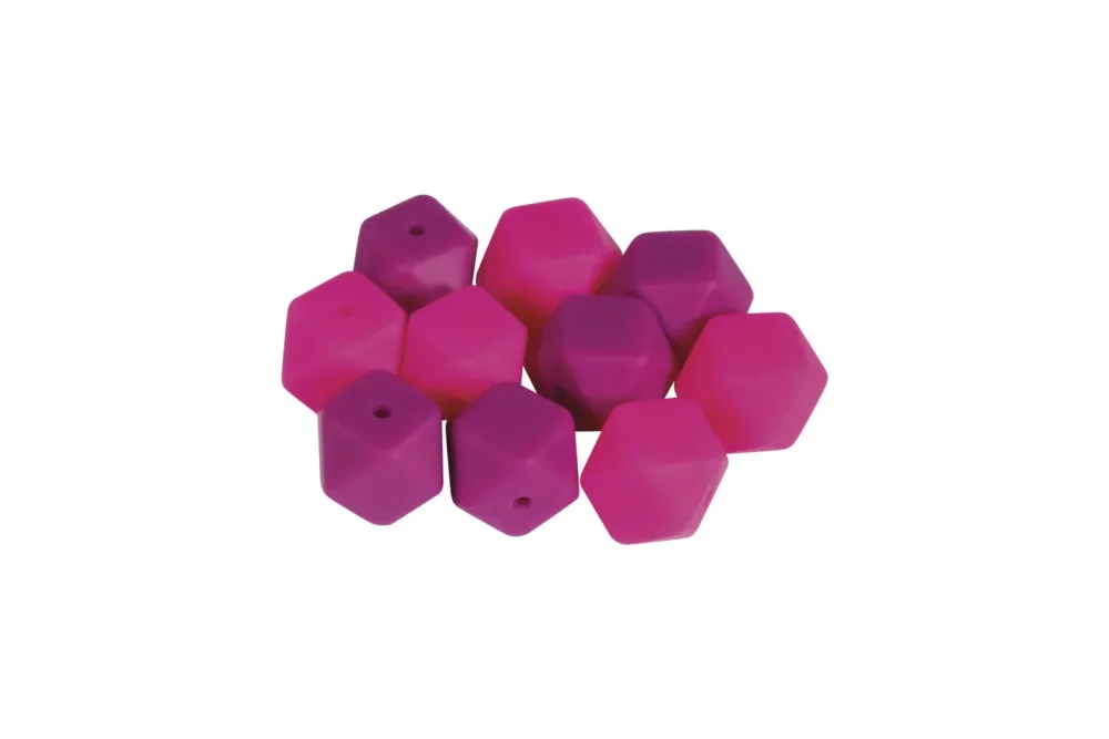 Rayher Silikonperlen Hexagon | 14 mm | 10 Stück