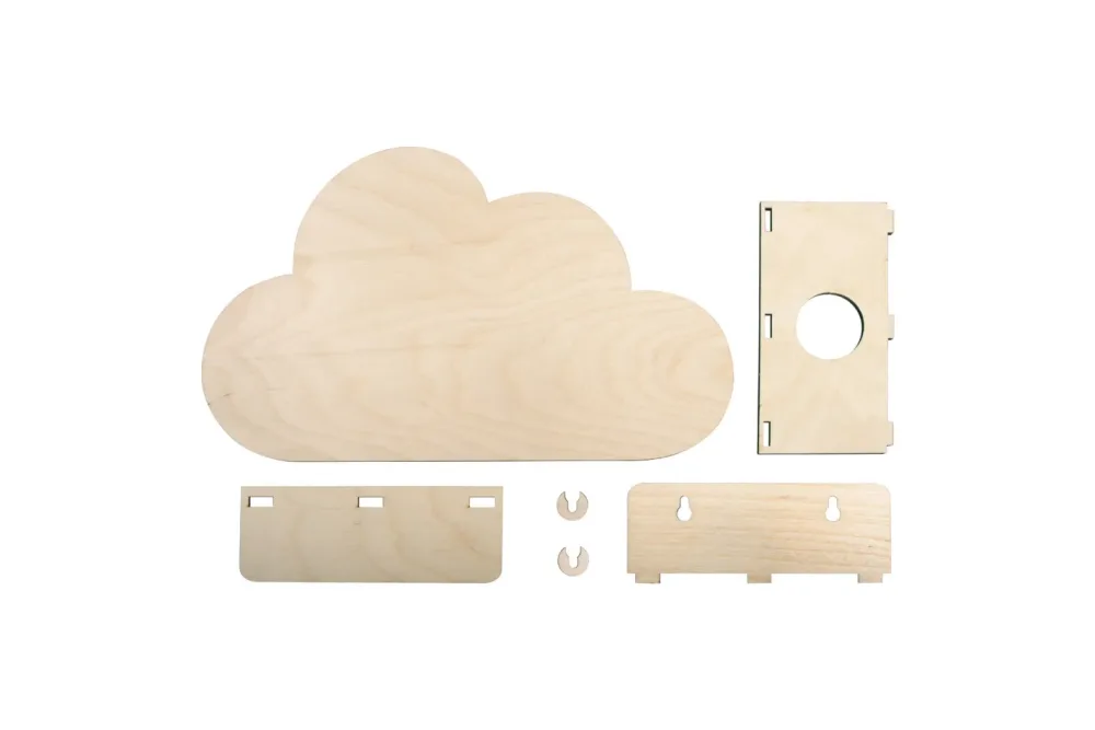 Rayher Holzbausatz Lampe Kleine Wolke | 31 × 19 × 8 cm | 6-teilig