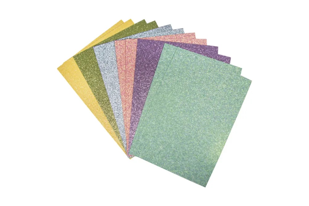 Rayher Glitterpapier Mix Pastell | A5 | 130 g/m² | 12 Blatt