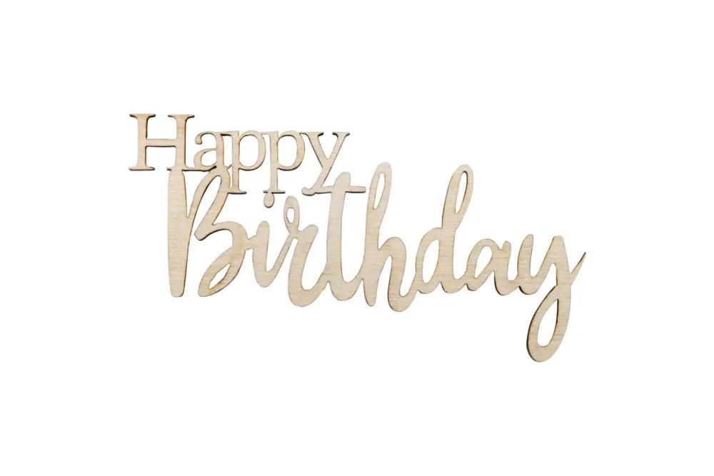 Rayher Holz-Minischrift Happy Birthday | 8.5 × 4.7 × 0.3 cm | 4 Stück