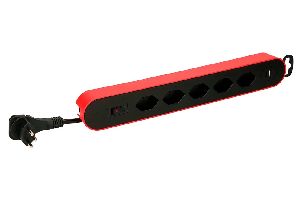 Max Hauri 160034 Steckdosen-Verteiler 1 Stück Rot, Schwarz CH-Stecker 1 St.