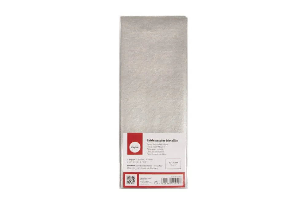 Seidenpapier Metallic, lichtecht, 50x70cm, 17g/m², farbfest, SB-Btl 3Bogen
