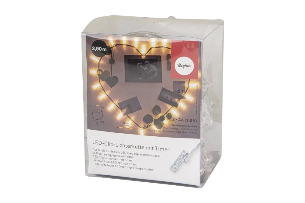 LED-Clip-Lichterkette, 390cm, 25 LED's mit Clip, PVC-Box 1Stück