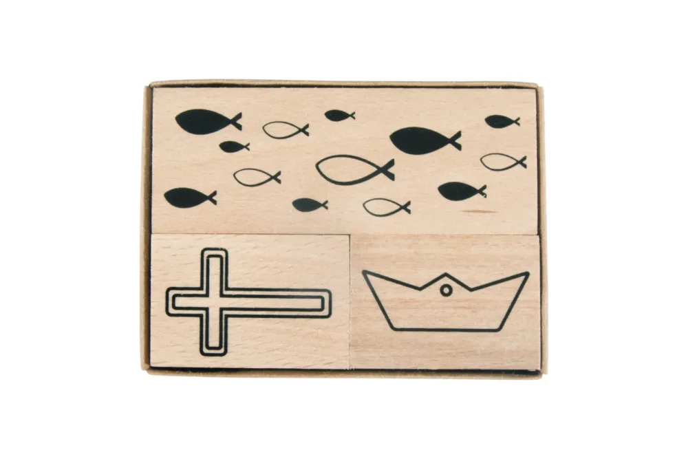 Rayher Holzstempelset Konfirmation und Kommunion | 3.9 × 2.6 cm | 8.3 × 2.6 cm | 3 Stück