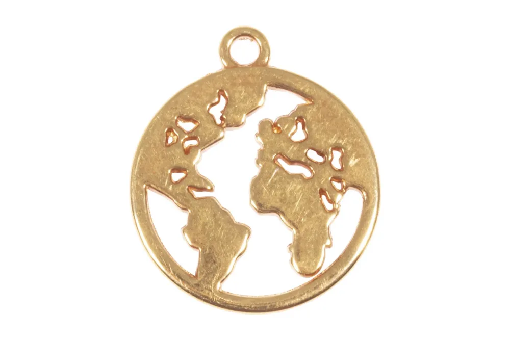 Rayher Metall-Anhänger Weltkarte | ⌀ 1.8 cm | 2 Stück