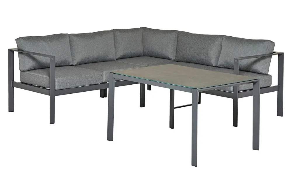 Home and More Ecklounge Romny Aluminium Anthrazit | 223 × 142 × 73.5 cm