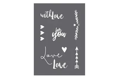 Siebdruck-Schablone with love A5, 1 Schablone+1 Rakel, SB-Btl