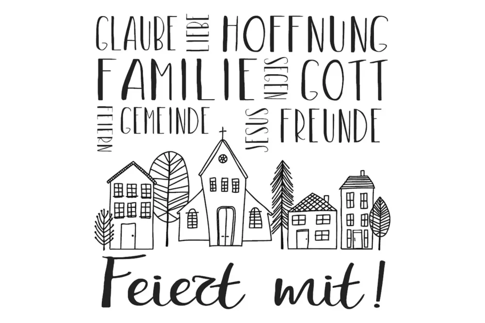 Stempel Feiert mit! , 7x7cm