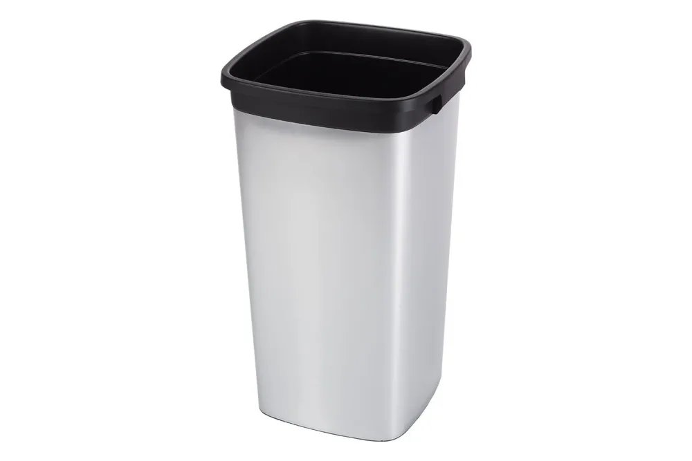 Rotho Abfalleimer Eckig Metalloptik | 65 × 39 × 39 cm | 60 l