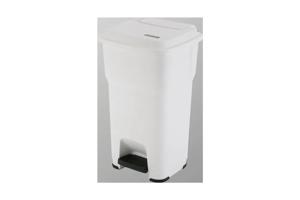Rotho Abfalleimer mit Pedal Hera Weiss | 69 × 39 × 39 cm | 60 l