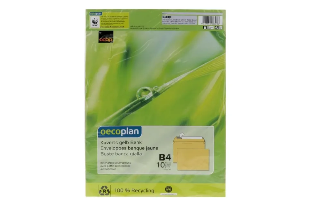 Oecoplan Kuvert B4 Gelb Bank 10Stk