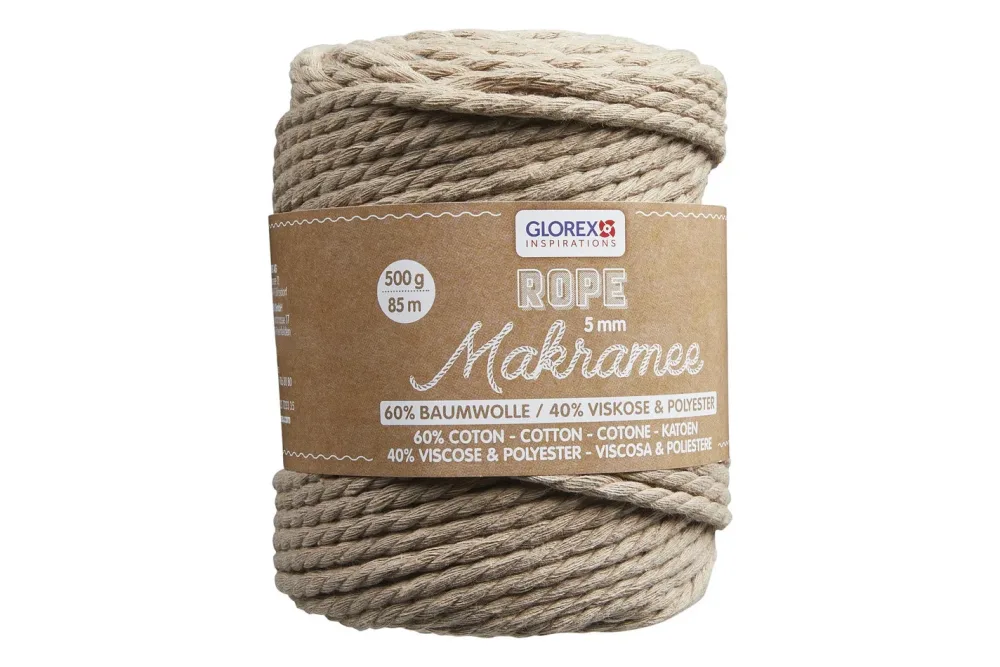 Glorex Makramee Rope Gedreht Hellbraun | ⌀ 5 mm | 500 g